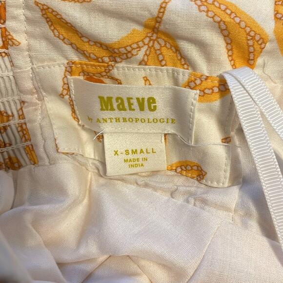 Anthropologie Maeve Sweetheart Orange White Floral Sleeveless Mini Dress X-Small - Picture 13 of 13